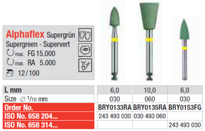 Alphaflex - polirne gumice za plemenite zlitine - supergreen