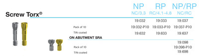 Screw Torx on abutment NP NC/3.3