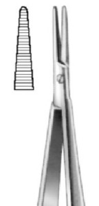 Castroviejo, 140 mm, straight, serrated