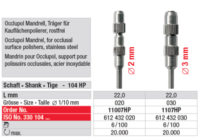Mandrel L: 22.0 mm, Size: 020 mm